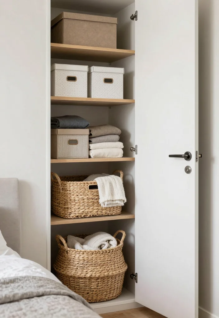 16 Small College Apartment Bedroom Ideas Cozy and Practical - 7. Organize with Baskets and Storage Boxes 1