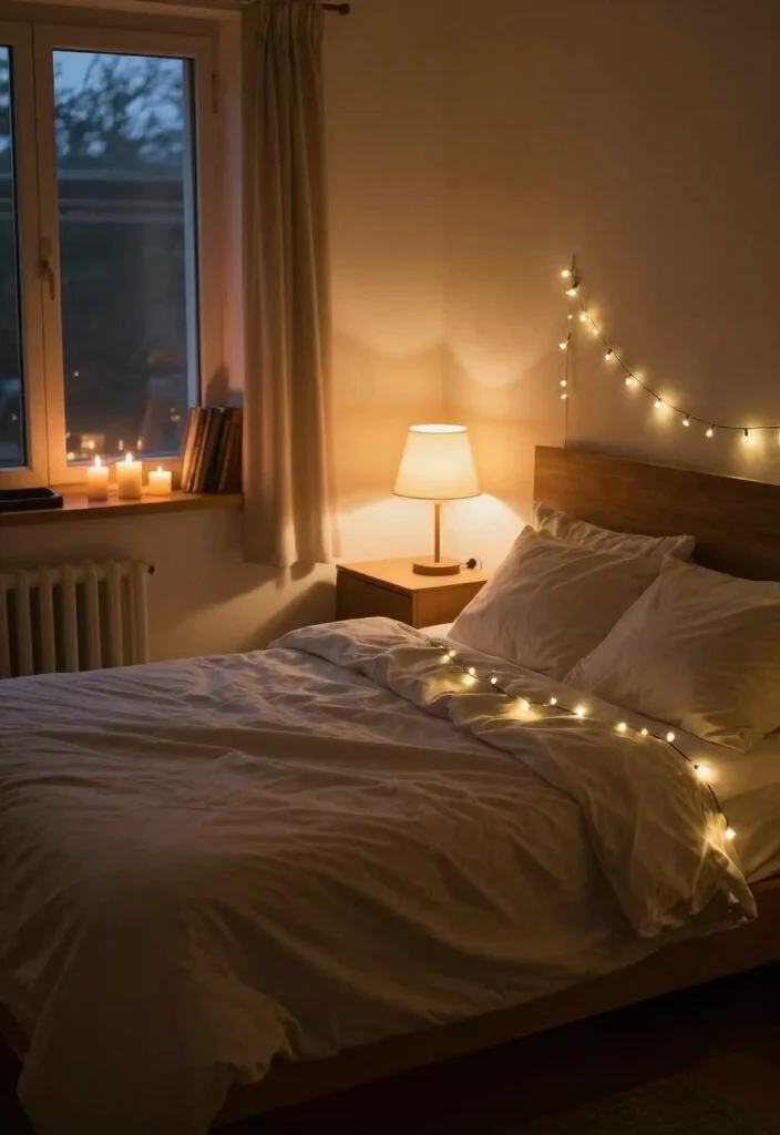 16 Small College Apartment Bedroom Ideas Cozy and Practical - 8. Add Soft Lighting 1