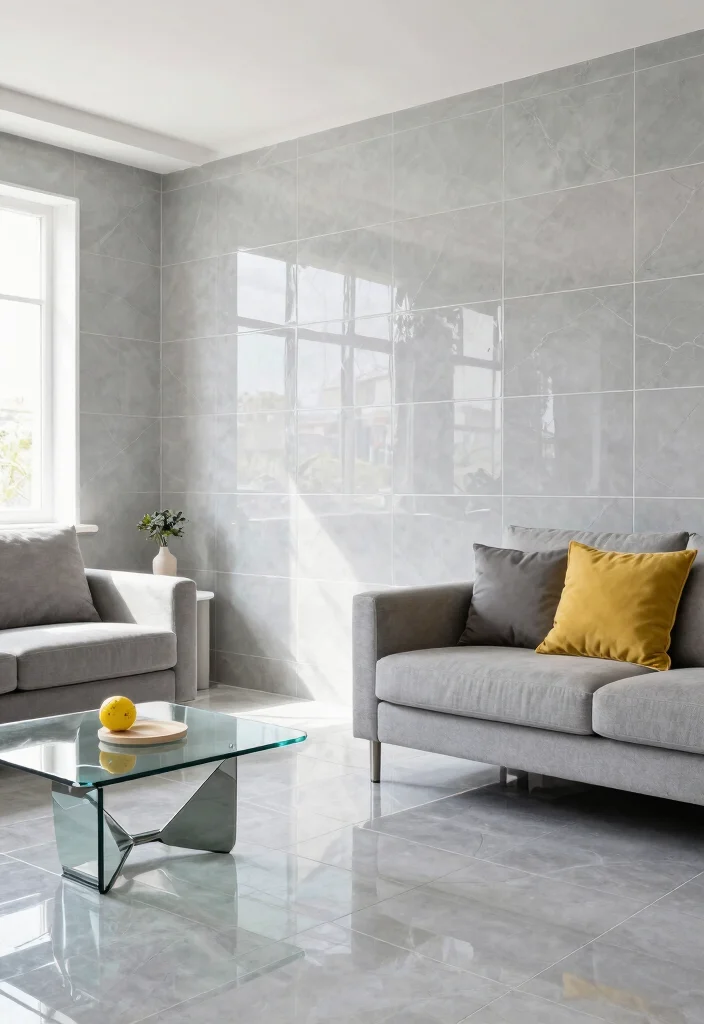 16 Tiled Walls Living Room Ideas: Durable & Stylish Finishes - 14. Glossy Finishes 1