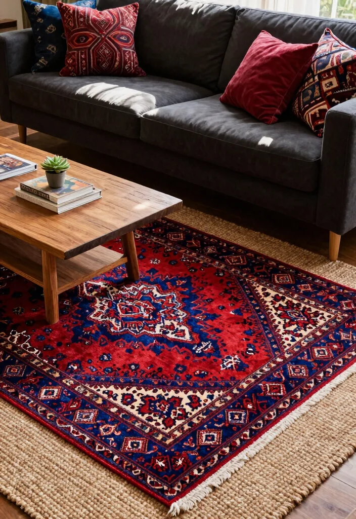 16 Traditional Rugs in Living Room Ideas for Classic Warmth - 1. Layered Textures 1