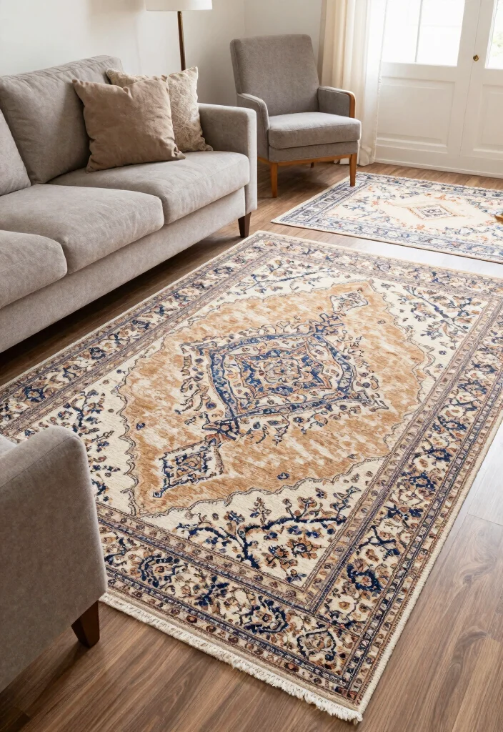 16 Traditional Rugs in Living Room Ideas for Classic Warmth - 11. Utilize Area Rugs Strategically 1