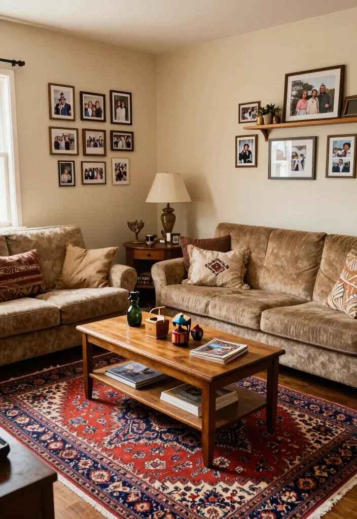 16 Traditional Rugs in Living Room Ideas for Classic Warmth - 16. Personal Touches 1