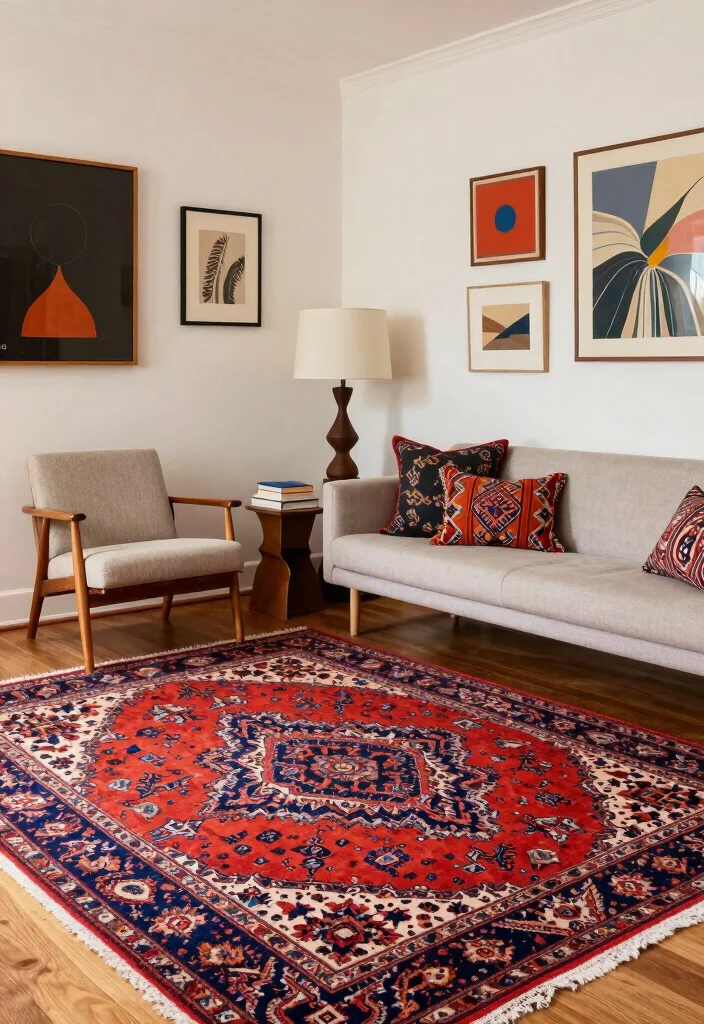 16 Traditional Rugs in Living Room Ideas for Classic Warmth - 3. Vintage Eclectic Mix 1