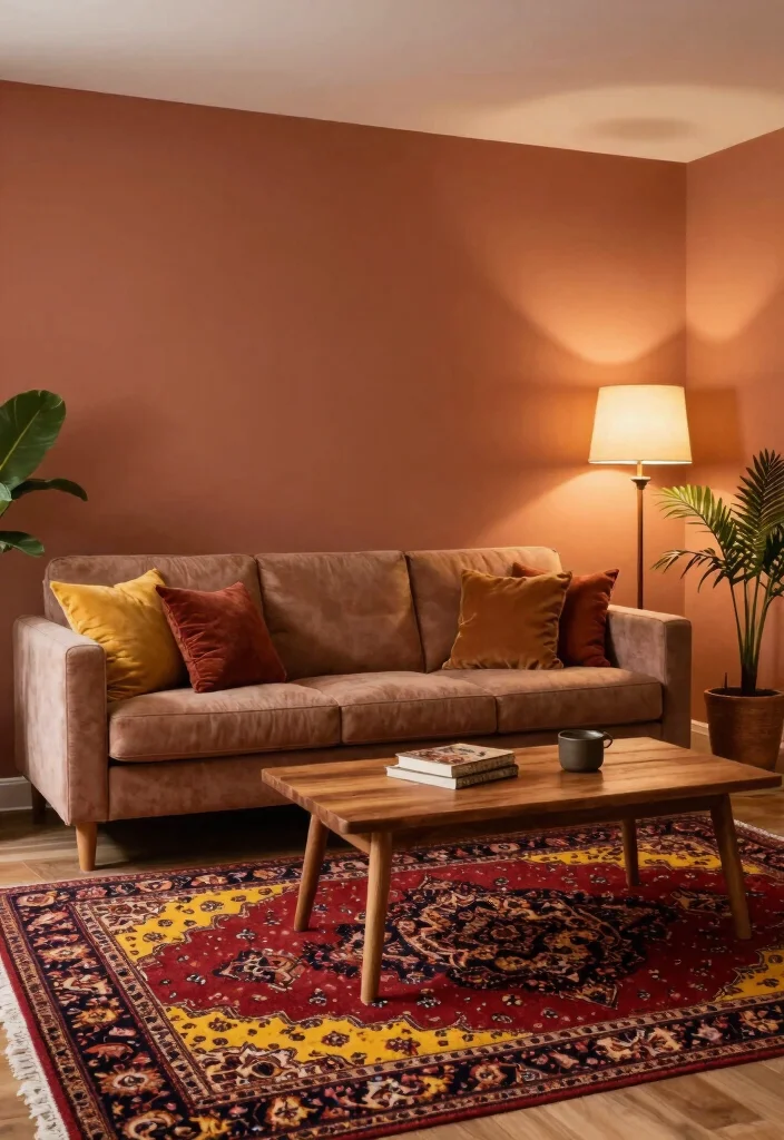 16 Traditional Rugs in Living Room Ideas for Classic Warmth - 4. Warm Color Palettes 1