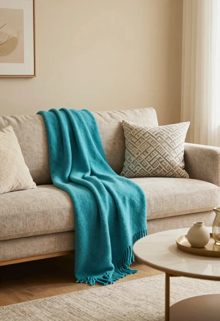 16 Turquoise Living Room Decor Ideas Fresh Vibrant Style - 12. Turquoise Throw Blankets 1