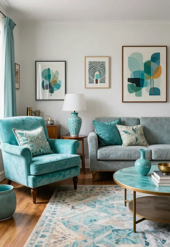 16 Turquoise Living Room Decor Ideas Fresh Vibrant Style - 14. Turquoise Vintage Finds 1