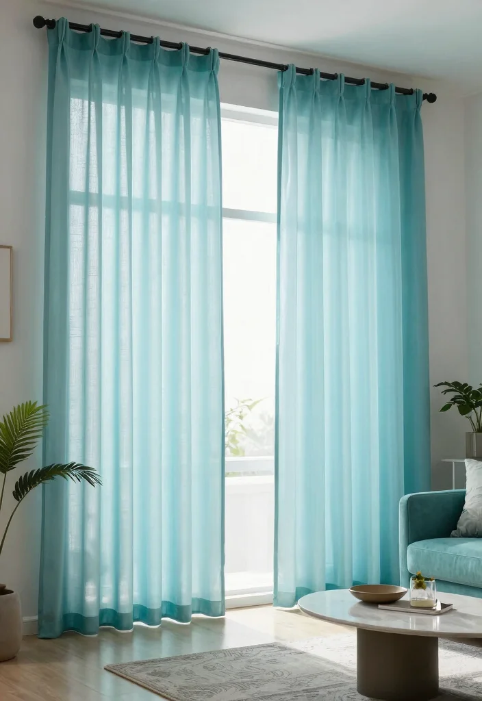 16 Turquoise Living Room Decor Ideas Fresh Vibrant Style - 6. Turquoise Curtains 1