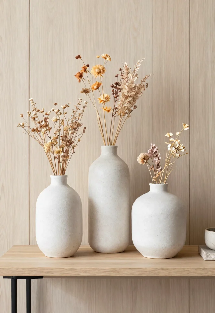 16 Vases Decor Living Room Ideas Simple Styled Accents - 1. Trio of Textured Vases 1