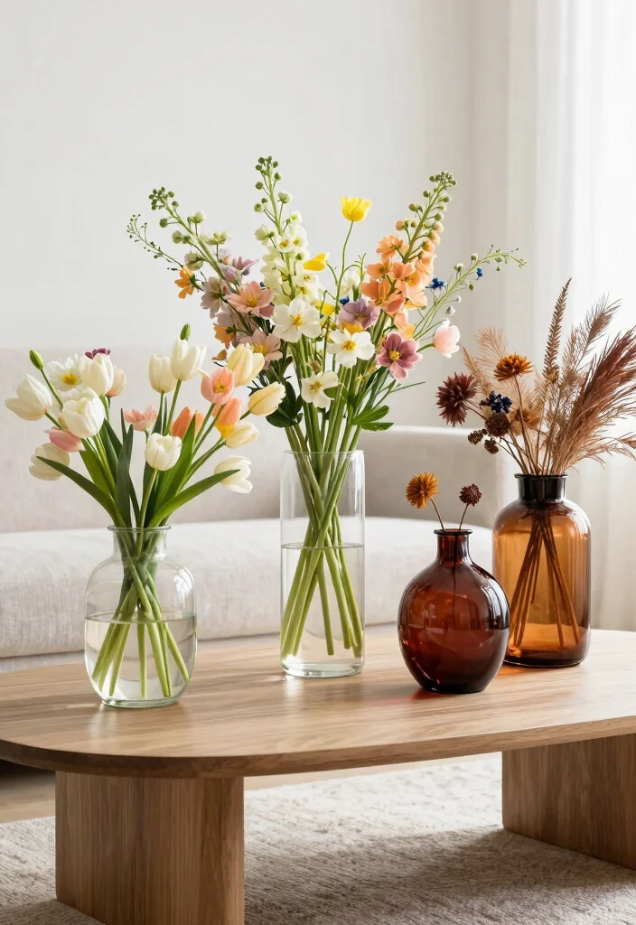 16 Vases Decor Living Room Ideas Simple Styled Accents - 11. Seasonal Vase Swaps 1