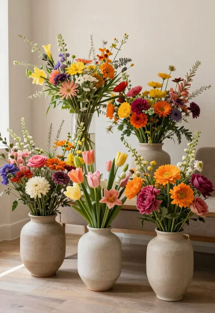 16 Vases Decor Living Room Ideas Simple Styled Accents - 13. Colorful Flower Pop 1