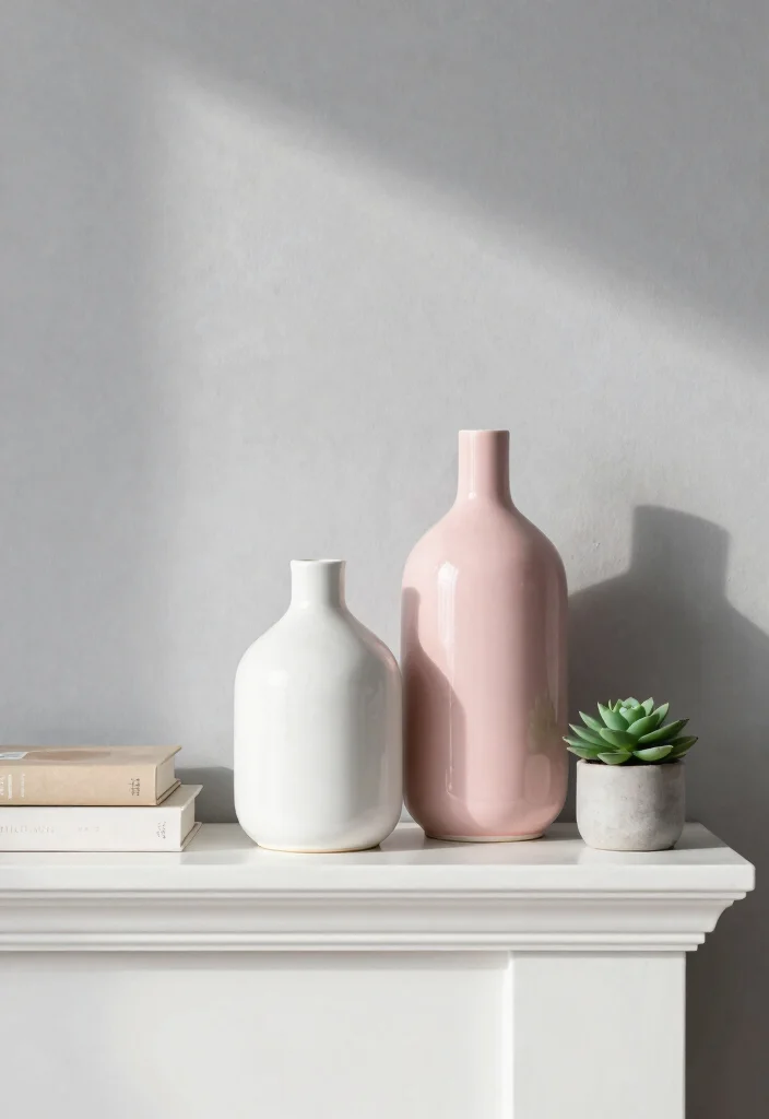 16 Vases Decor Living Room Ideas Simple Styled Accents - 3. Minimalist Two-Tone Vases 1