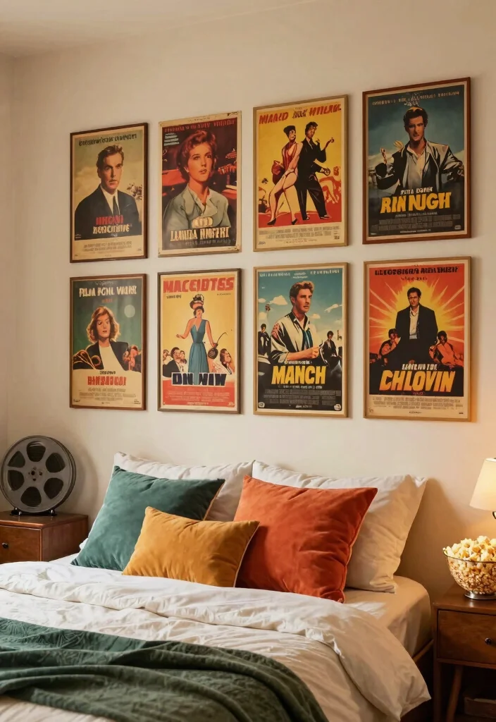 16 Wall Prints Aesthetic Bedroom Ideas for an Artistic Cozy Feel - 16. Vintage Movie Posters 1