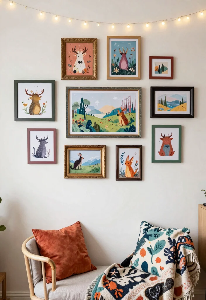 16 Wall Prints Aesthetic Bedroom Ideas for an Artistic Cozy Feel - 3. Whimsical Illustrations 1