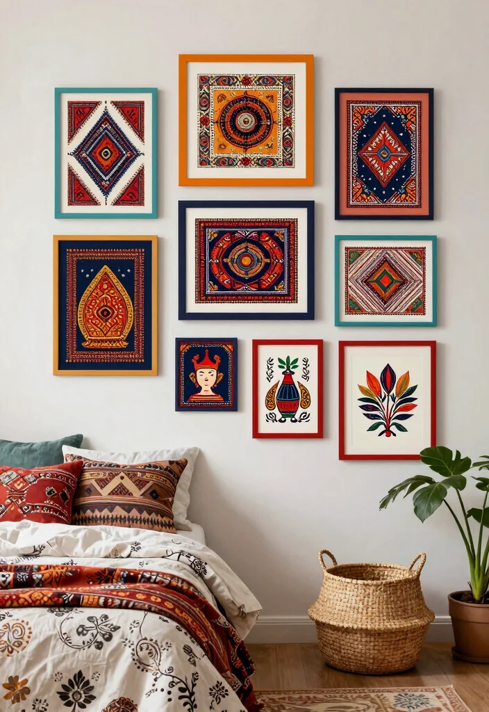 16 Wall Prints Aesthetic Bedroom Ideas for an Artistic Cozy Feel - 7. Cultural and Ethnic Prints 1