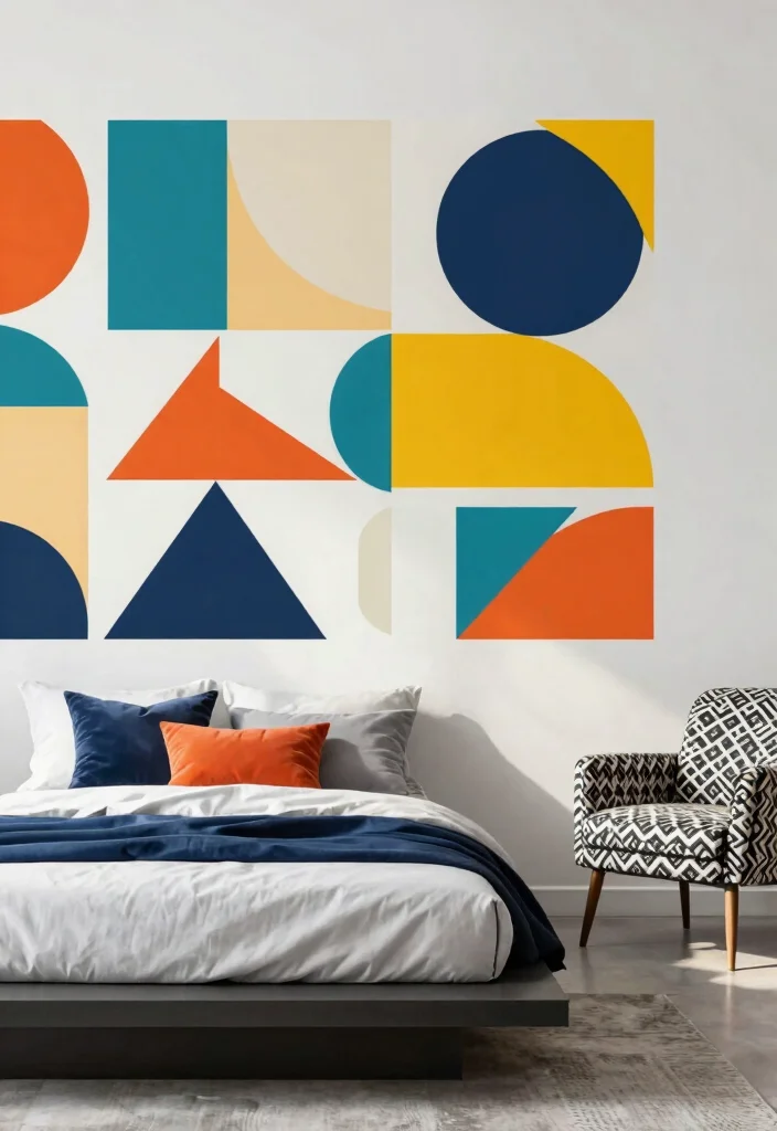 16 Wall Prints Aesthetic Bedroom Ideas for an Artistic Cozy Feel - 8. Geometric Prints 1