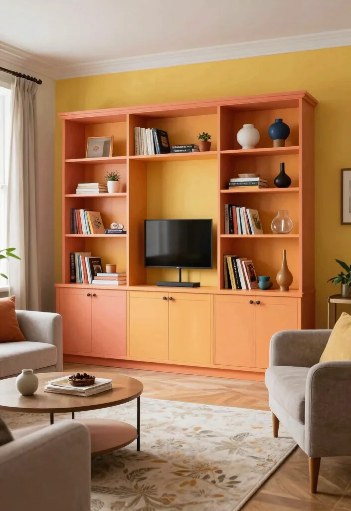 16 Wall Unit Ideas: Living Room Storage Meets Design for Eco-Friendly Spaces - 10. Colorful Painted Units 1