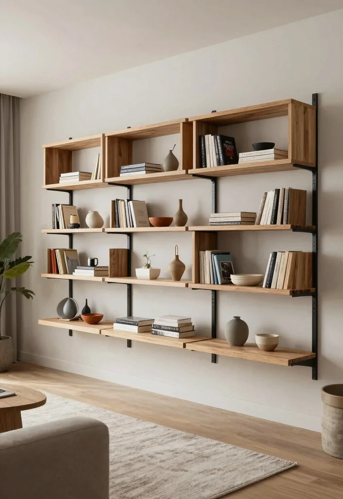 16 Wall Unit Ideas: Living Room Storage Meets Design for Eco-Friendly Spaces - 16. Sustainable Floating Storage 1