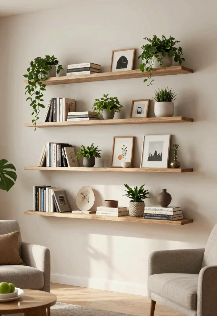 16 Wall Unit Ideas: Living Room Storage Meets Design for Eco-Friendly Spaces - 3. Floating Shelves 1
