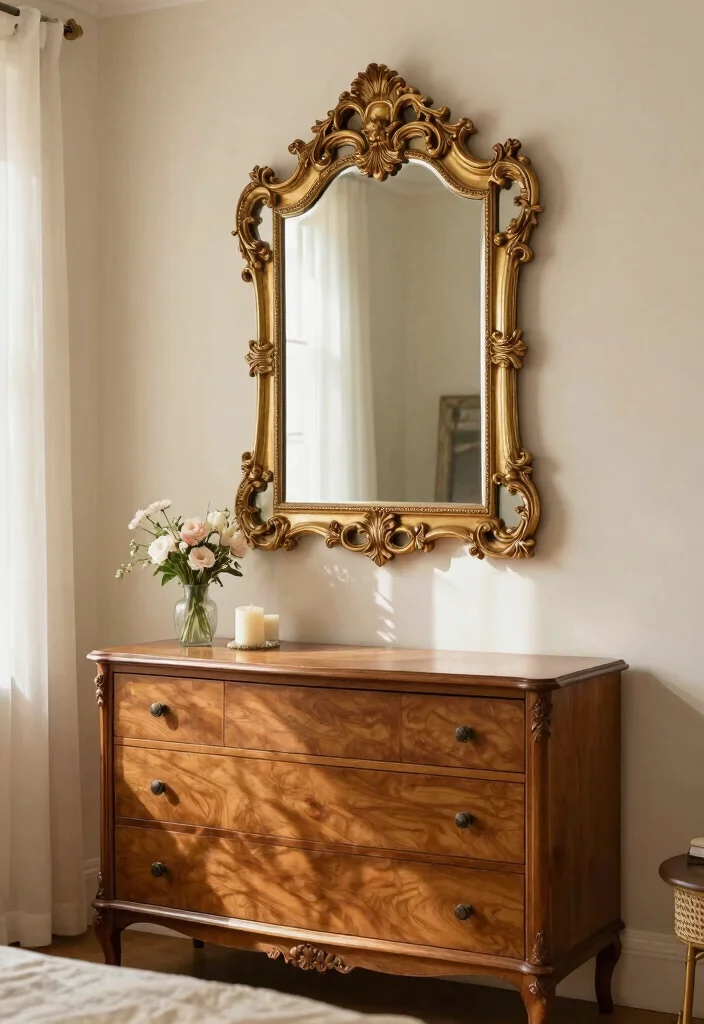 17 Bedroom Wall Mirror Ideas: Reflective Stylish Decor - 1. Ornate Vintage Gold Mirrors 1