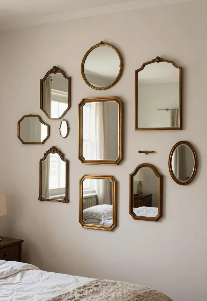 17 Bedroom Wall Mirror Ideas: Reflective Stylish Decor - 10. Vintage Decor Mirror Wall Art 1