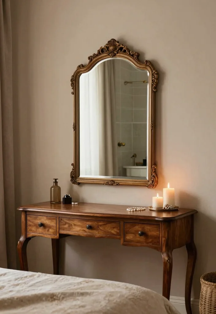 17 Bedroom Wall Mirror Ideas: Reflective Stylish Decor - 11. Vintage Style Bathroom Mirrors 1