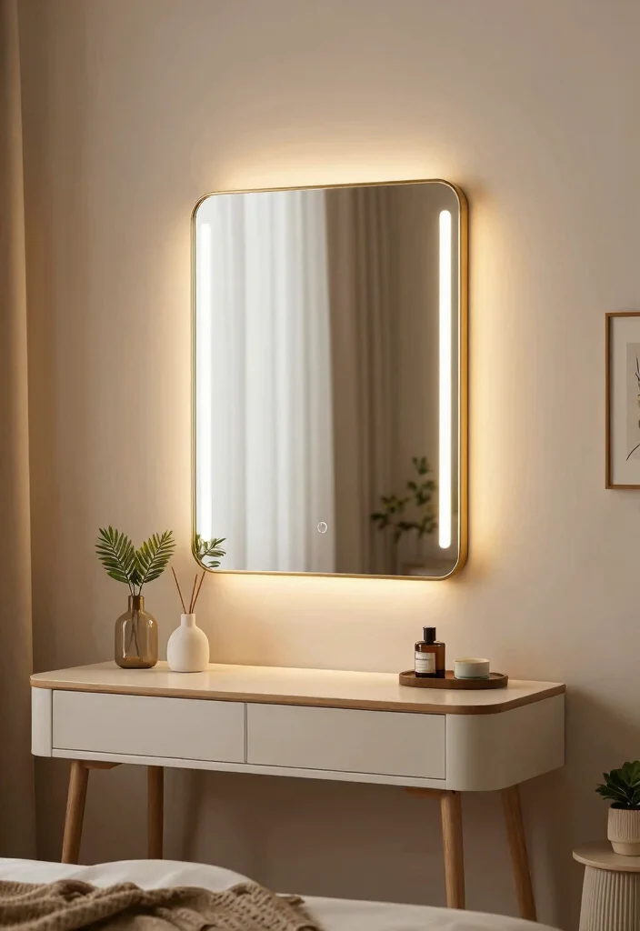 17 Bedroom Wall Mirror Ideas: Reflective Stylish Decor - 14. Vintage Mirrors with Lights 1