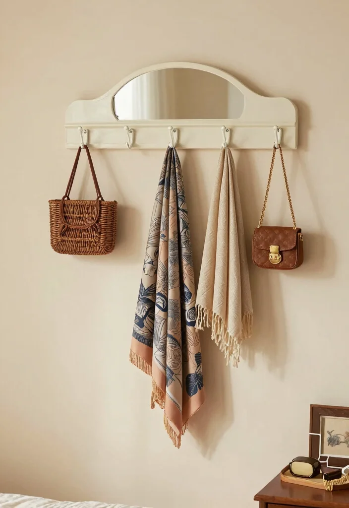 17 Bedroom Wall Mirror Ideas: Reflective Stylish Decor - 15. Vintage Wall Mirrors with Hooks 1