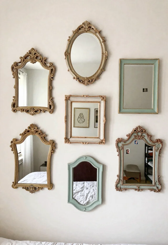 17 Bedroom Wall Mirror Ideas: Reflective Stylish Decor - 5. Mirrors with Decorative Frames 1