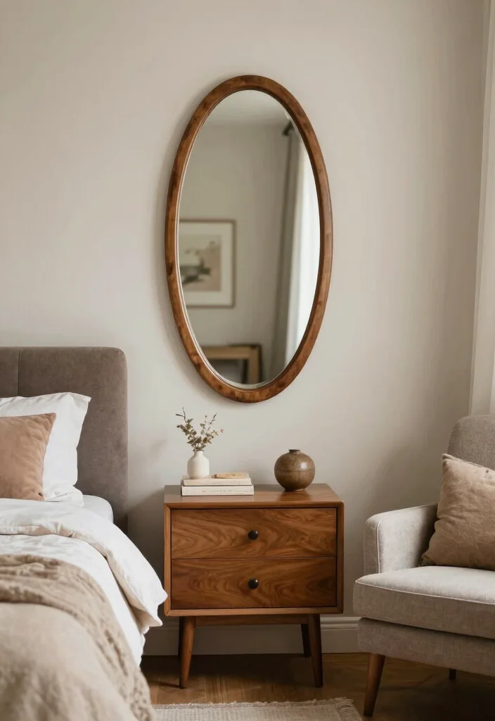 17 Bedroom Wall Mirror Ideas: Reflective Stylish Decor - 6. Vintage Shaped Mirrors 1