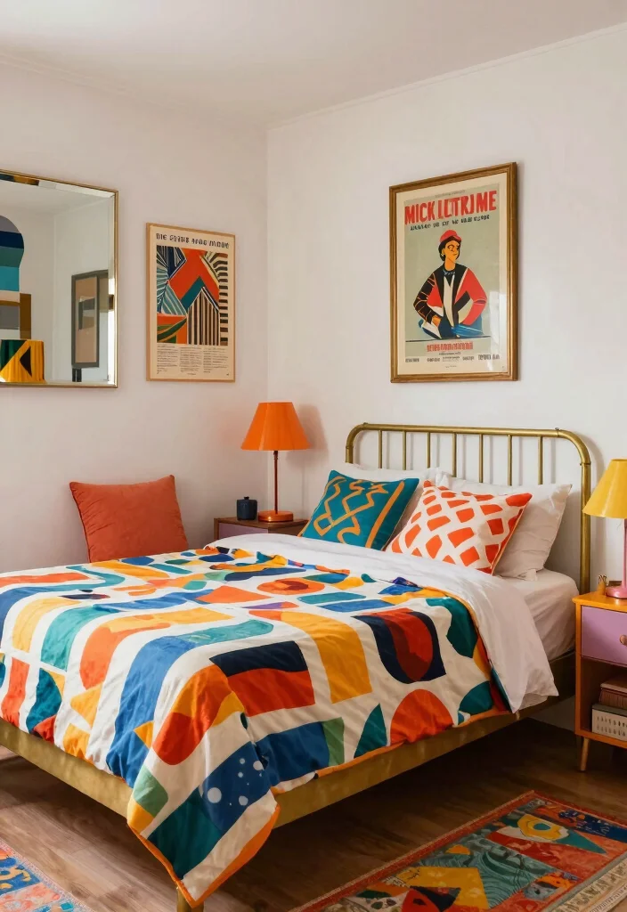 17 Brass Bed Bedroom Ideas for Vintage Luxe Appeal - 12. Retro Revival 1