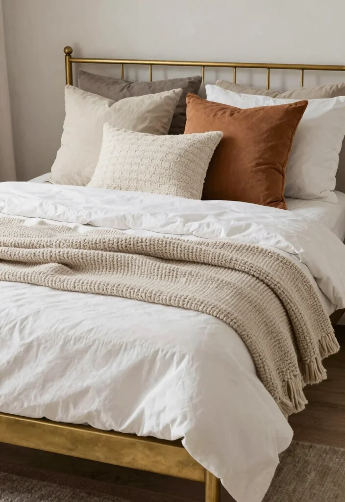 17 Brass Bed Bedroom Ideas for Vintage Luxe Appeal - 13. Layering with Blankets 1