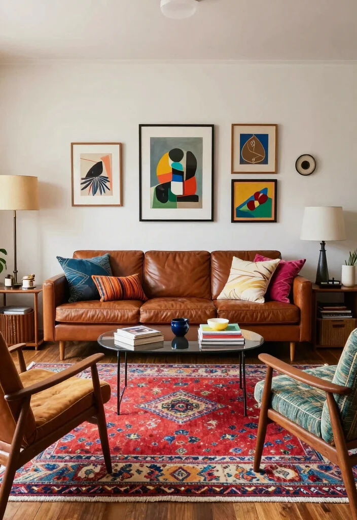 17 Brown Leather Sofa Living Room Ideas for a Timeless Masculine Look - 10. Eclectic Mix 1