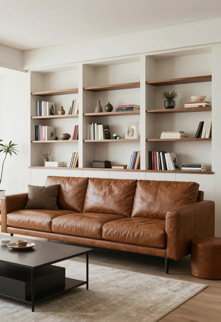 17 Brown Leather Sofa Living Room Ideas for a Timeless Masculine Look - 17. Functional Design 1