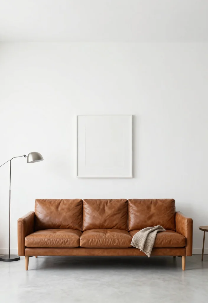 17 Brown Leather Sofa Living Room Ideas for a Timeless Masculine Look - 4. Minimalist Approach 1