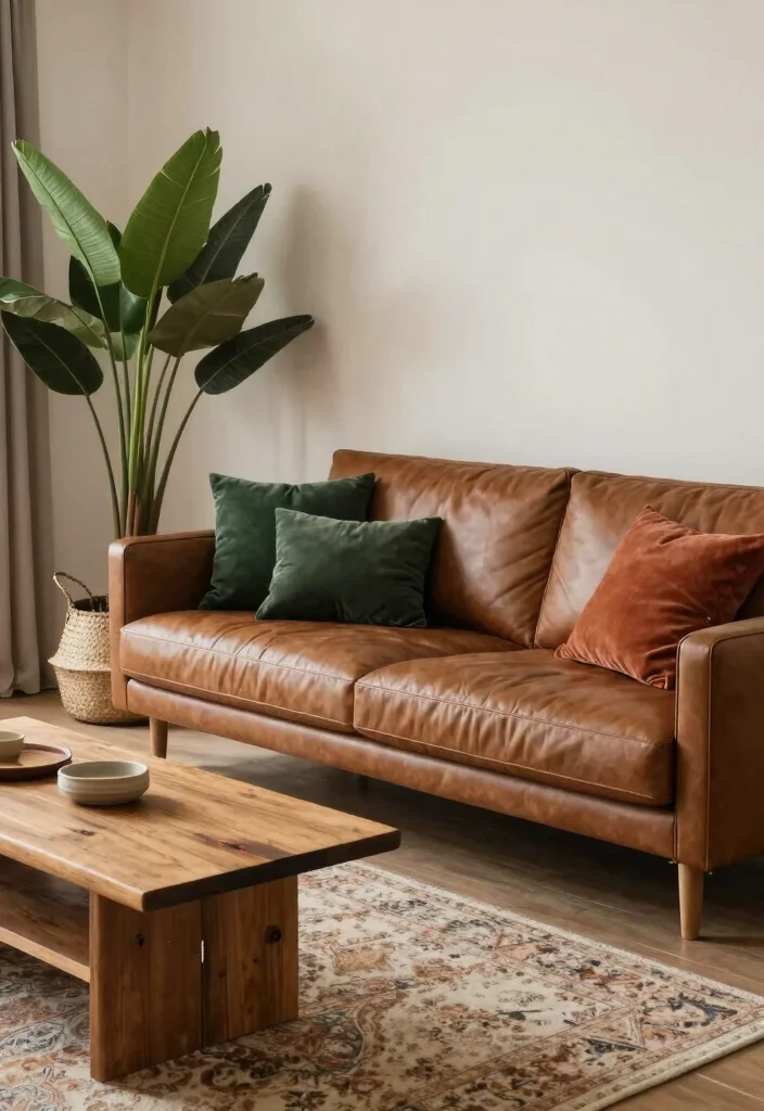 17 Brown Leather Sofa Living Room Ideas for a Timeless Masculine Look - 5. Earthy Tones 1