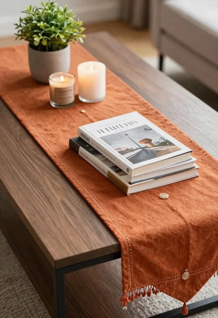 17 Burnt Orange Living Room Decor Ideas Warm Cozy Energy - 12. Eye-Catching Coffee Table Decor 1