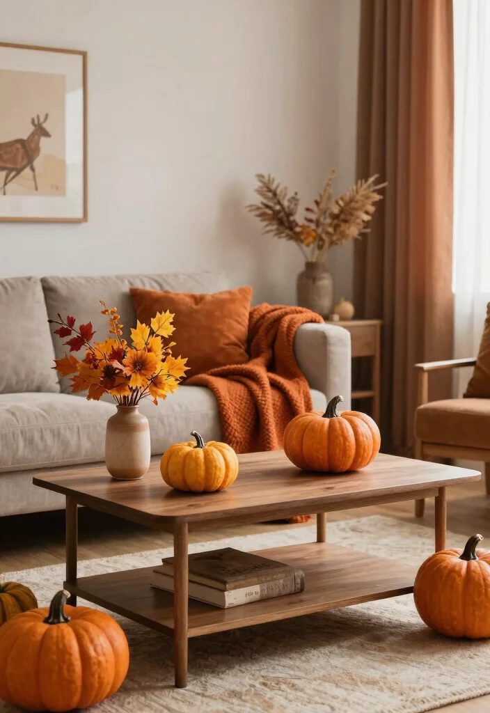 17 Burnt Orange Living Room Decor Ideas Warm Cozy Energy - 15. Seasonal Decor Changes 1