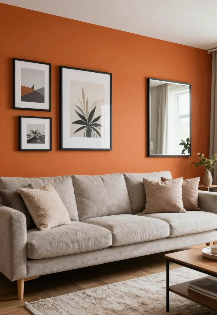 17 Burnt Orange Living Room Decor Ideas Warm Cozy Energy - 16. Wall Color Dynamics 1