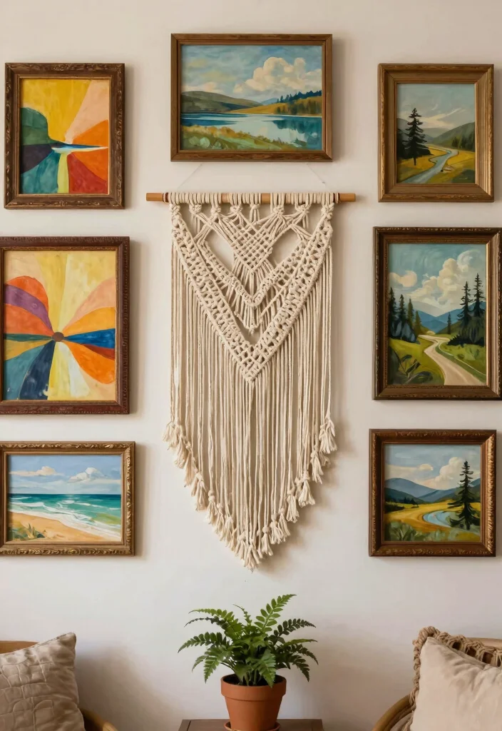 17 Burnt Orange Living Room Decor Ideas Warm Cozy Energy - 2. Bohemian Wall Art 1