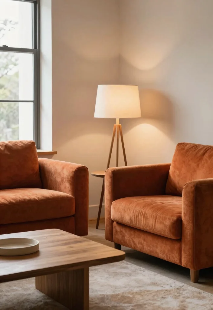 17 Burnt Orange Living Room Decor Ideas Warm Cozy Energy - 3. Burnt Orange Accent Chairs 1