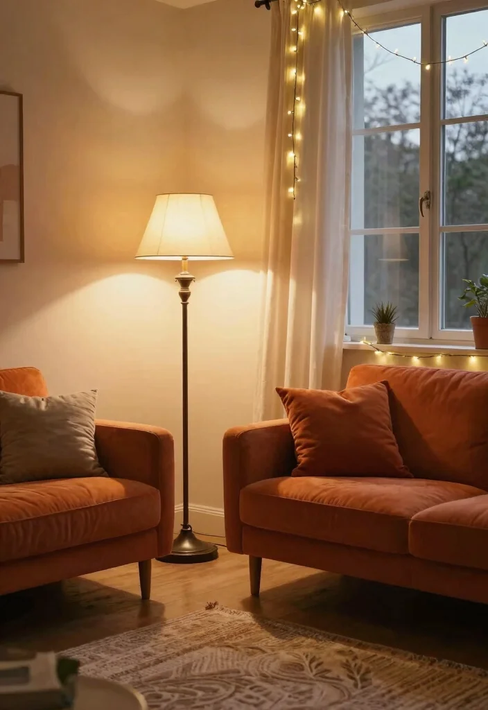 17 Burnt Orange Living Room Decor Ideas Warm Cozy Energy - 5. Creative Lighting Solutions 1
