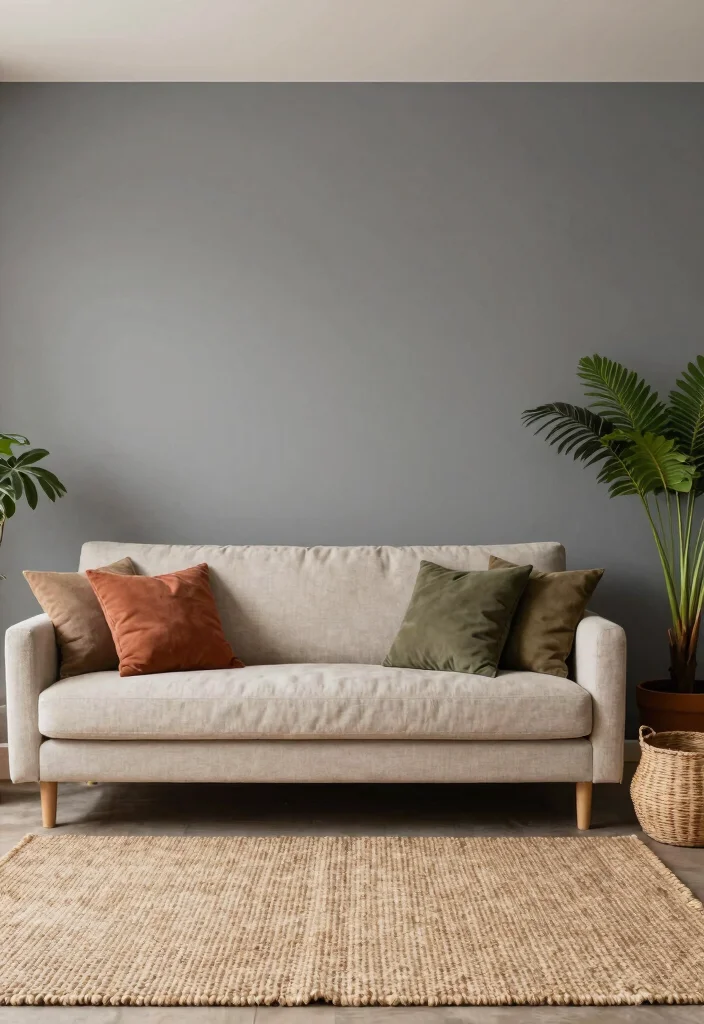 17 Gray Accent Wall Living Room Ideas for a Calm and Modern Depth - 13. Gray and Earthy Tones 1