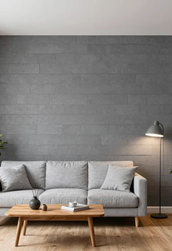 17 Gray Accent Wall Living Room Ideas for a Calm and Modern Depth - 3. Textured Gray Walls 1