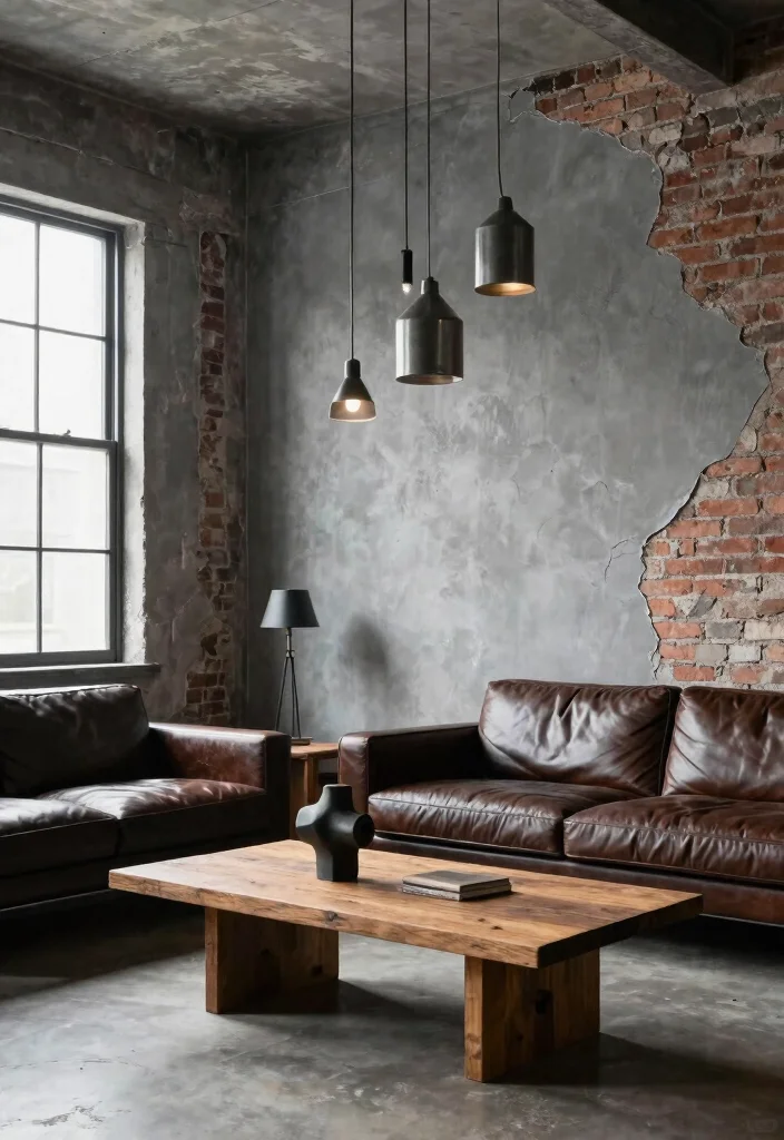 17 Gray Accent Wall Living Room Ideas for a Calm and Modern Depth - 6. Industrial Gray Aesthetic 1