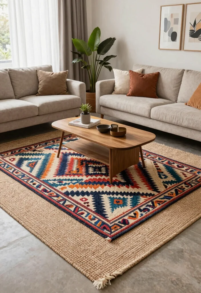 17 Living Room Designs Area Rugs Ideas Grounded Layouts - 1. Layered Textures for Depth 1