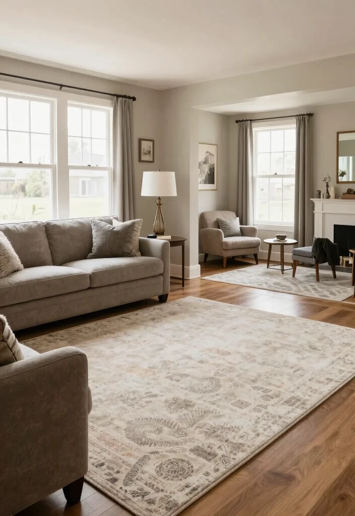 17 Living Room Designs Area Rugs Ideas Grounded Layouts - 10. Creating Zones with Rugs 1