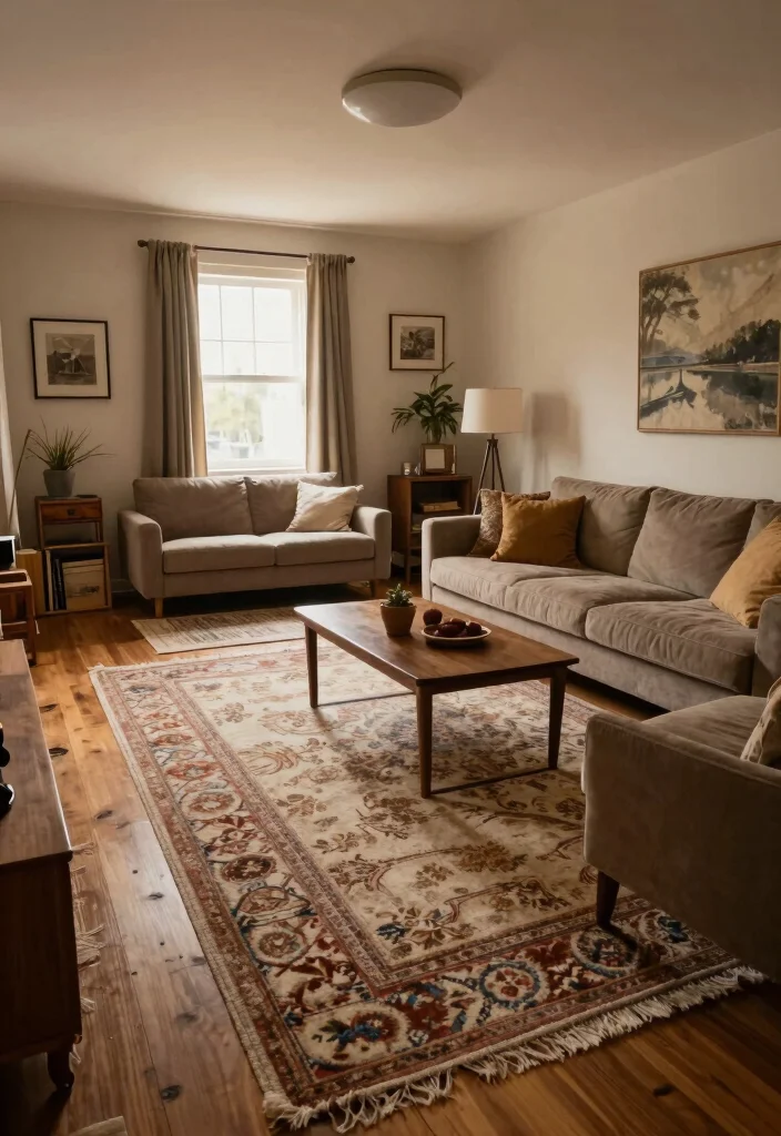 17 Living Room Designs Area Rugs Ideas Grounded Layouts - 14. Rugs for Acoustics 1