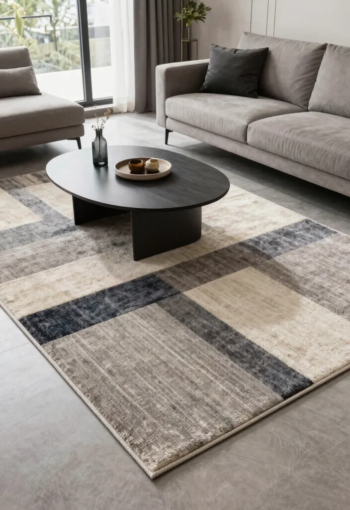 17 Living Room Designs Area Rugs Ideas Grounded Layouts - 15. Personalized Touch with Custom Rugs 1