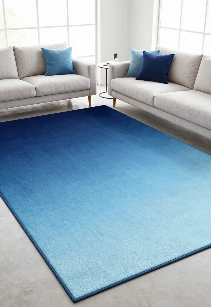 17 Living Room Designs Area Rugs Ideas Grounded Layouts - 16. Bold Color Gradients 1