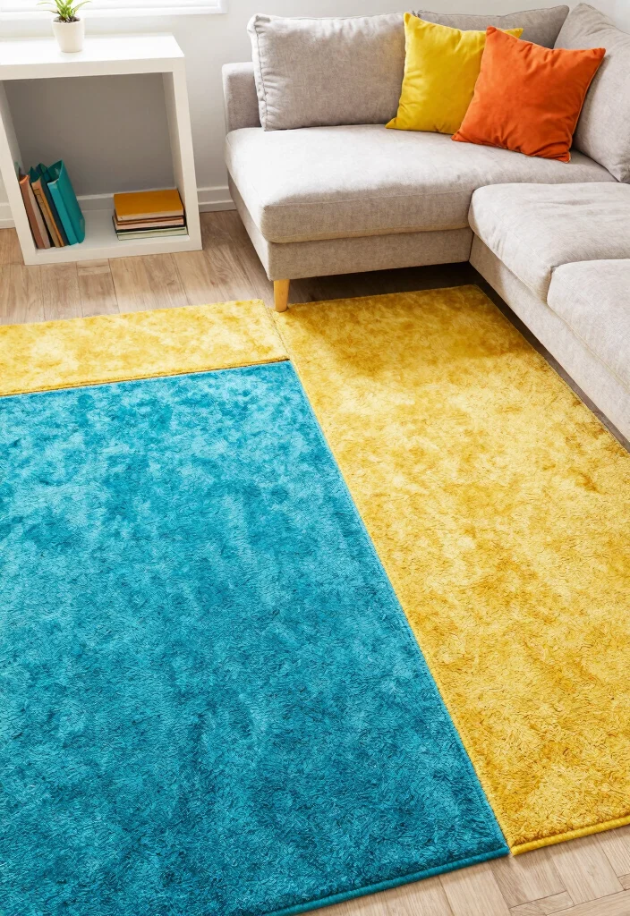 17 Living Room Designs Area Rugs Ideas Grounded Layouts - 6. Color Blocking for Bold Statements 1